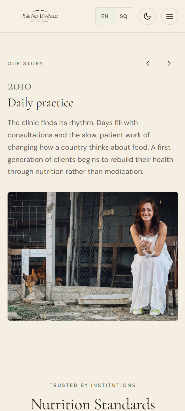 The Blerina Wellness website on a phone